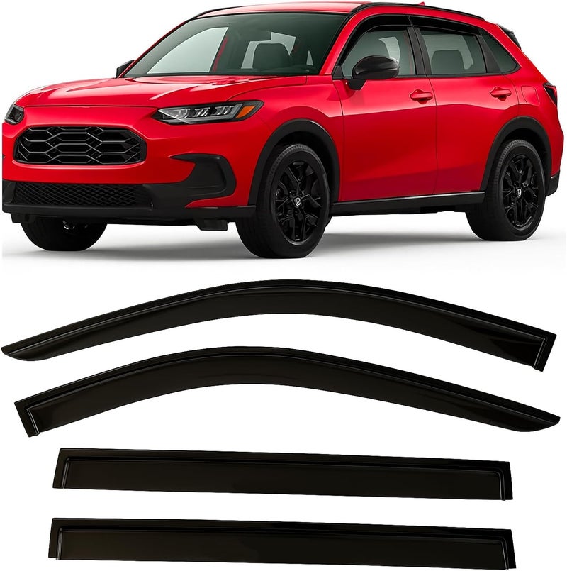 Optimal Co 2023-2026 Tape-On Rain Guards for Honda HR-V Side Window Visor Deflectors LX EX-L Sport Smoke Tinted HRV Vent Shade Protectors 2024 2025 - Image 1